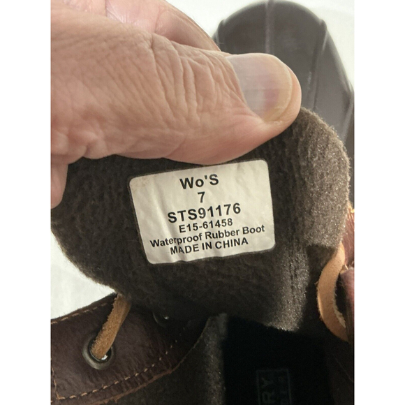 Womans Sperry Top Spider Wo,s 7m black Brown Ankle Rain boots Lace Up Side Zip - Picture 6 of 9